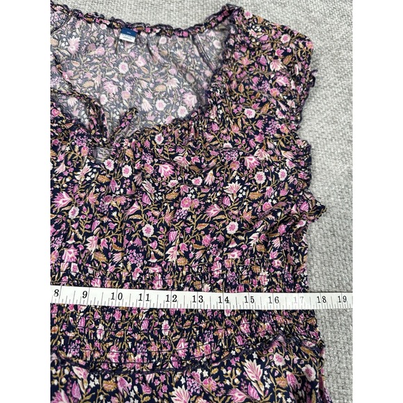 Old Navy Dress Womens XL Blue Purple Ditzy Floral Waist Defined Maxi Boho‎ - Picture 9 of 14